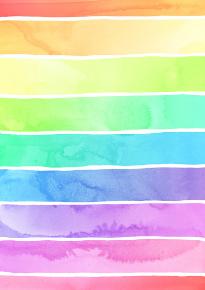 Watercolor Rainbow Stripes In Ombre Summer Pastels Art Print By