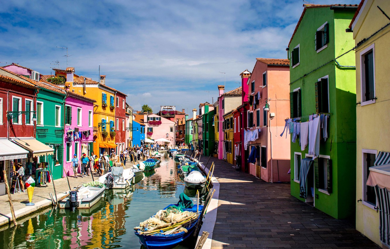 Wallpaper Paint Boat Island Home Italy Venice Channel