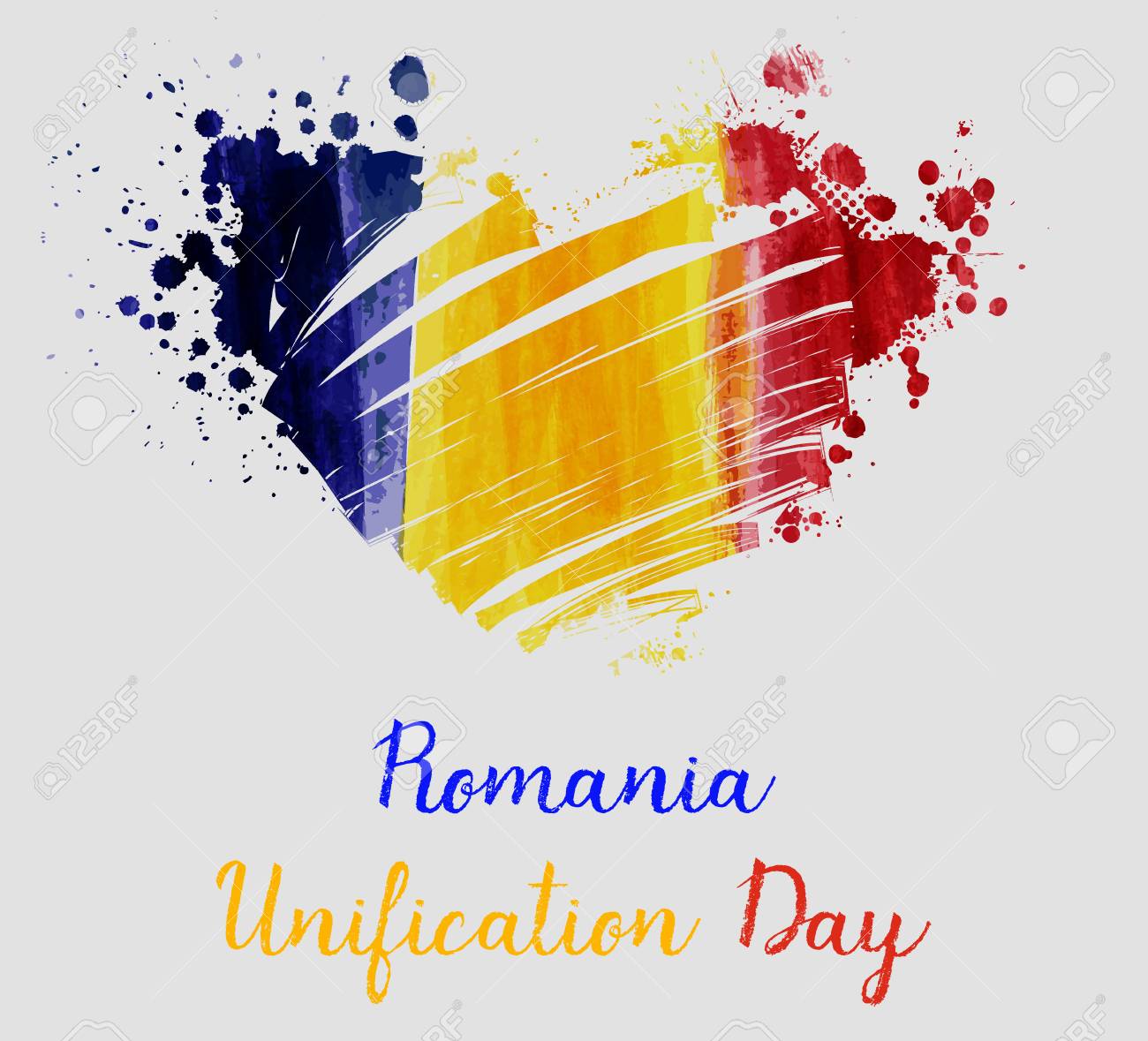 Romania Unification Day Background With Watercolor Grunge Lines