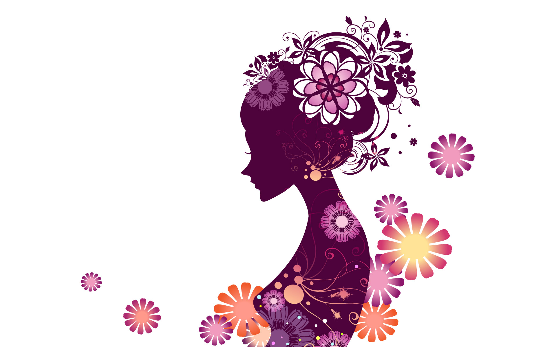 Pretty Girl With Flower Design High Resolution Windows Wallpaper
