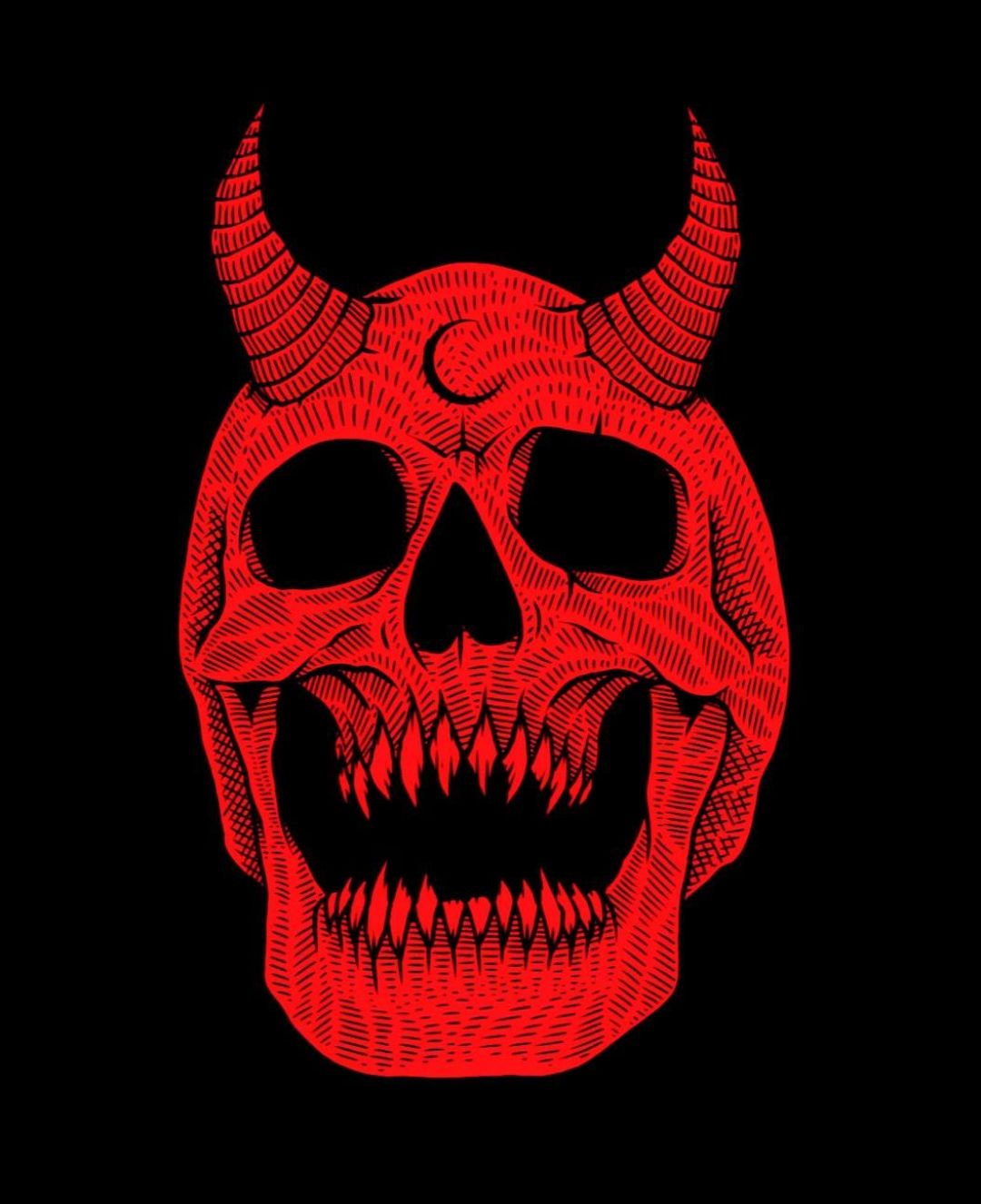 Red One Skull Skeletons In Aesthetic Satanic