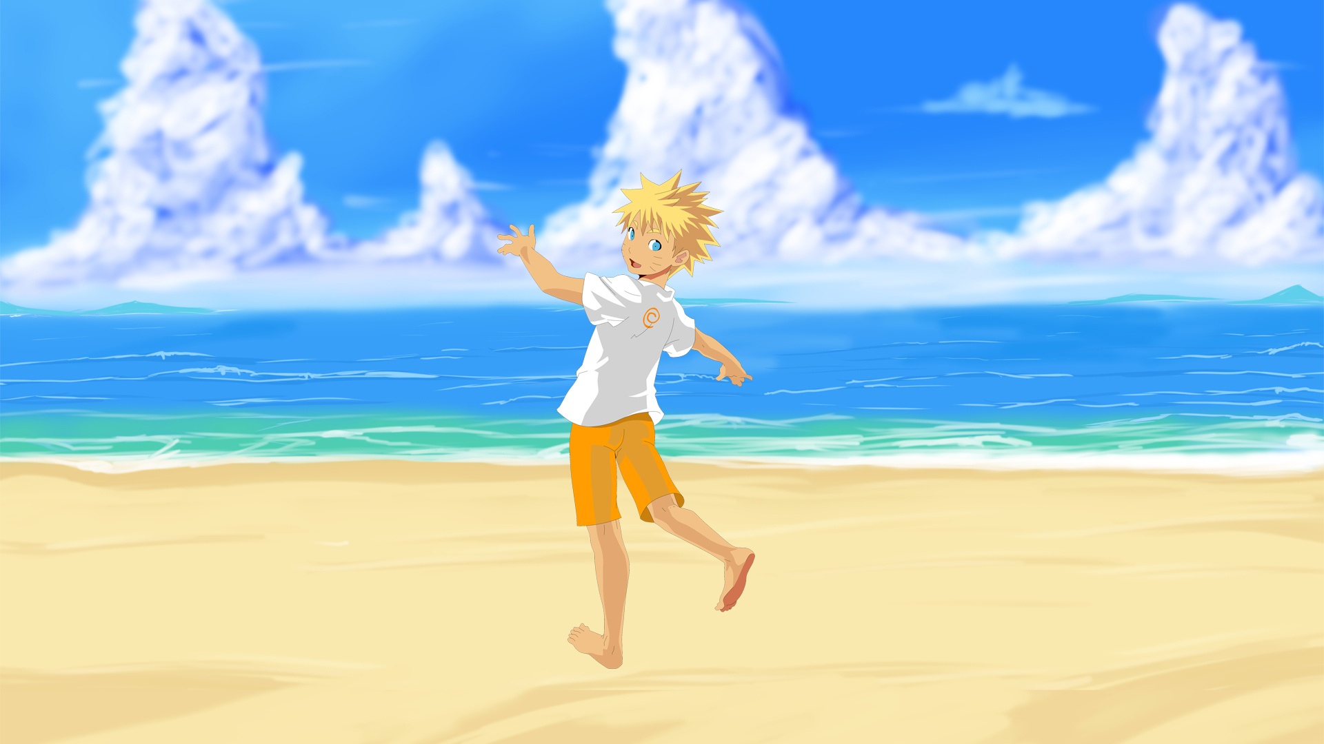 Bạn muốn tìm một hình nền anime với bãi biển trong suốt cả mùa hè? Hãy xem hình ảnh này. Với tông màu tươi sáng và phong cách đậm chất Nhật Bản, nó sẽ làm bạn thích thú.