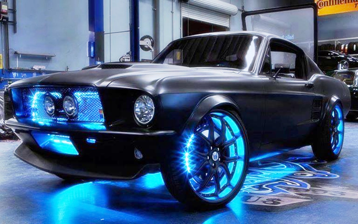 Hot Blue Neon Mustang HD Car Wallpaper Fever