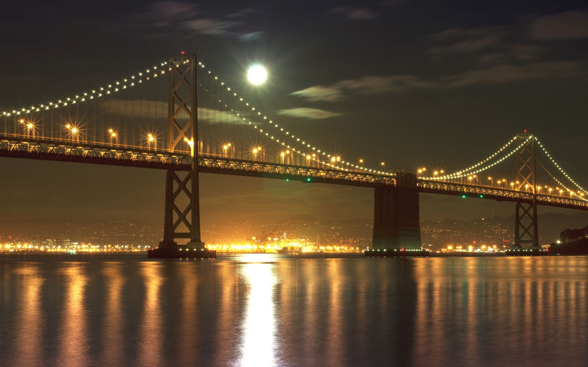 San Francisco Bay Bridge At Night HD Wallpaper