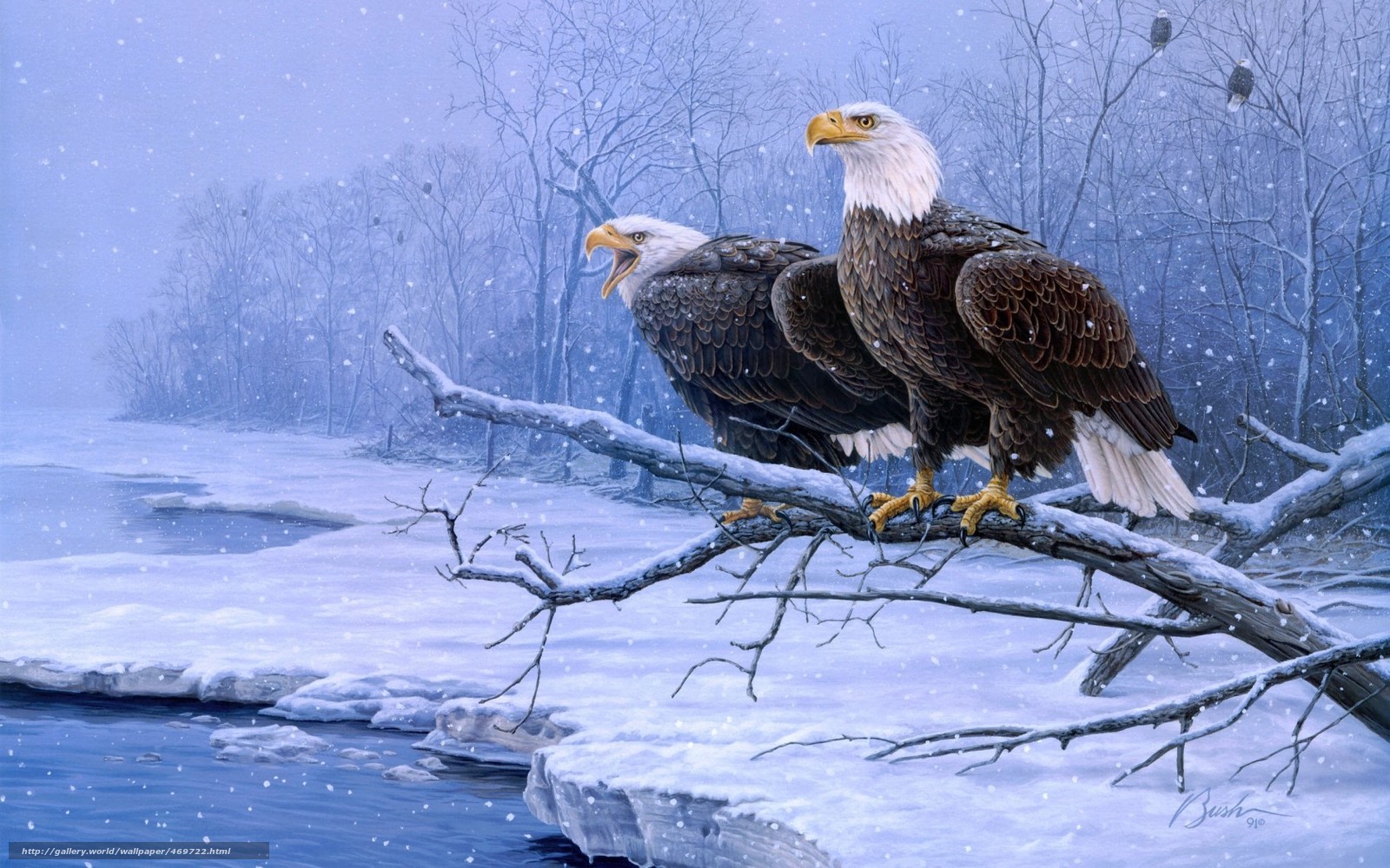 Wallpaper Painting Birds Eagles Bald Eagle Desktop