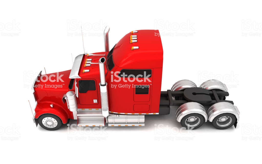 Logistics Concept American Red Freightliner Cargo Truck Without A