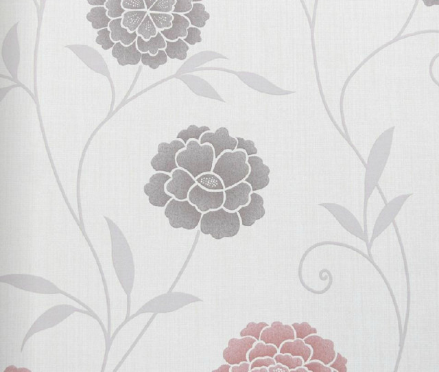 Modern Floral Print Wallpaper Red Contemporary By