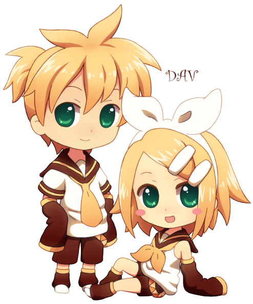 Chibi Len and Rin by DAV 19