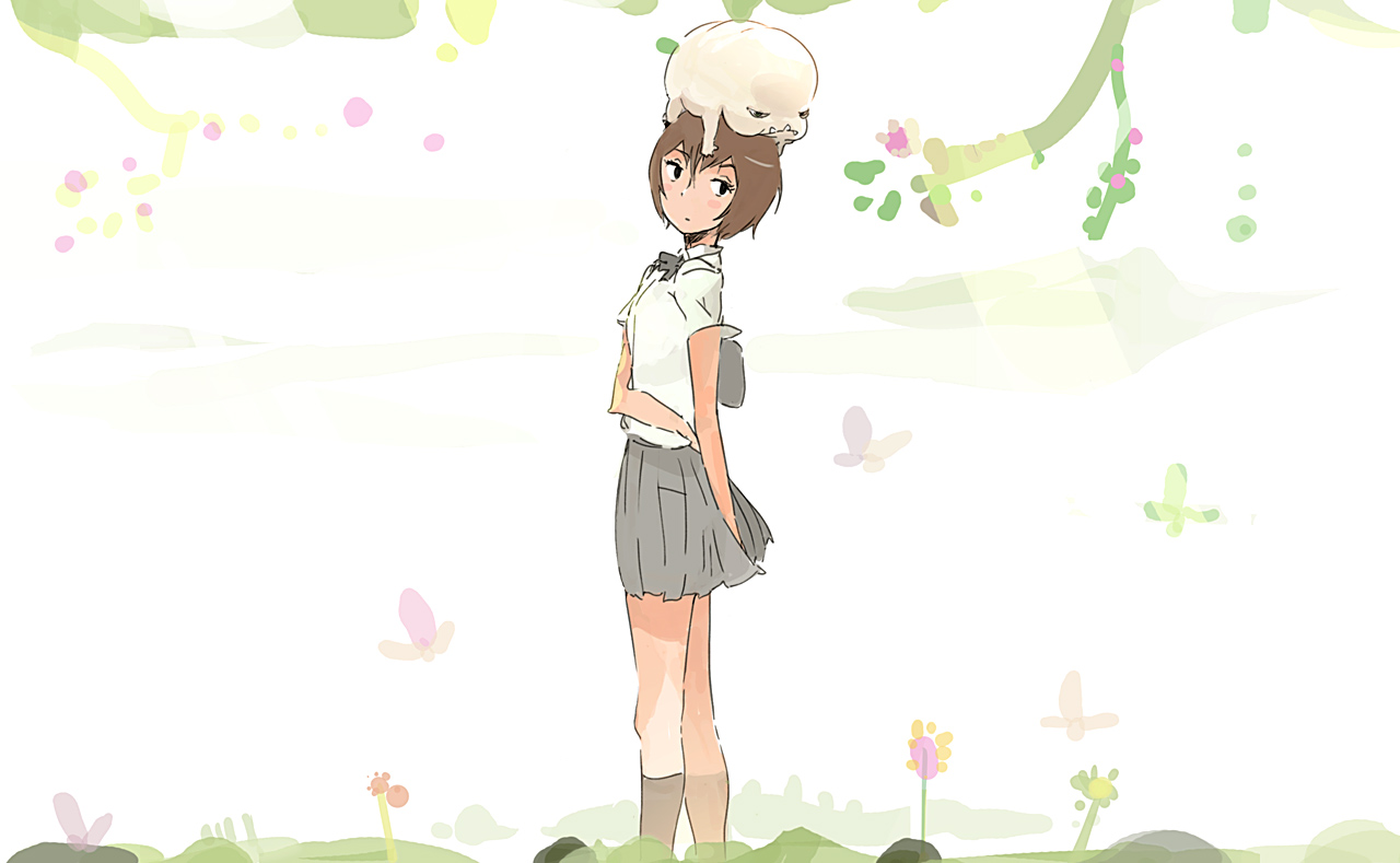Brown Hair Cenco Cencoroll Flowers School Uniform Short Uki