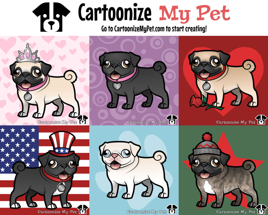 Pugsession Create Your Own Cartoon Pug Now Our Pugs