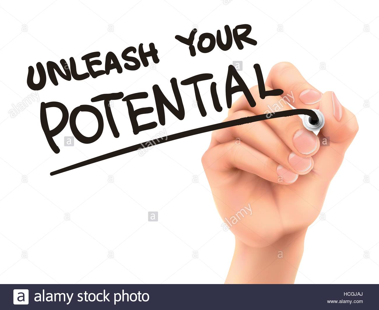 Free download unleash your potential words written by 3d hand over ...