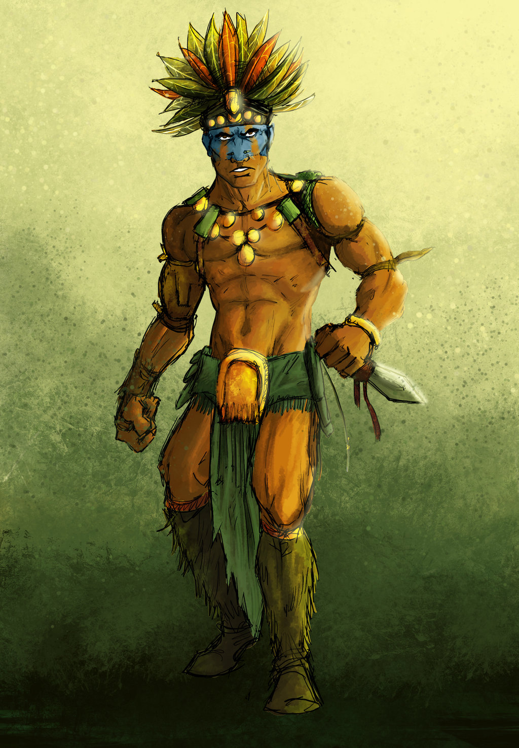 Aztec Warrior By Azadx Digital Art Drawings Paintings Fantasy