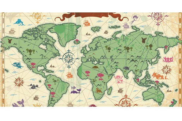 Home Customized Wallpapers Retro World Map