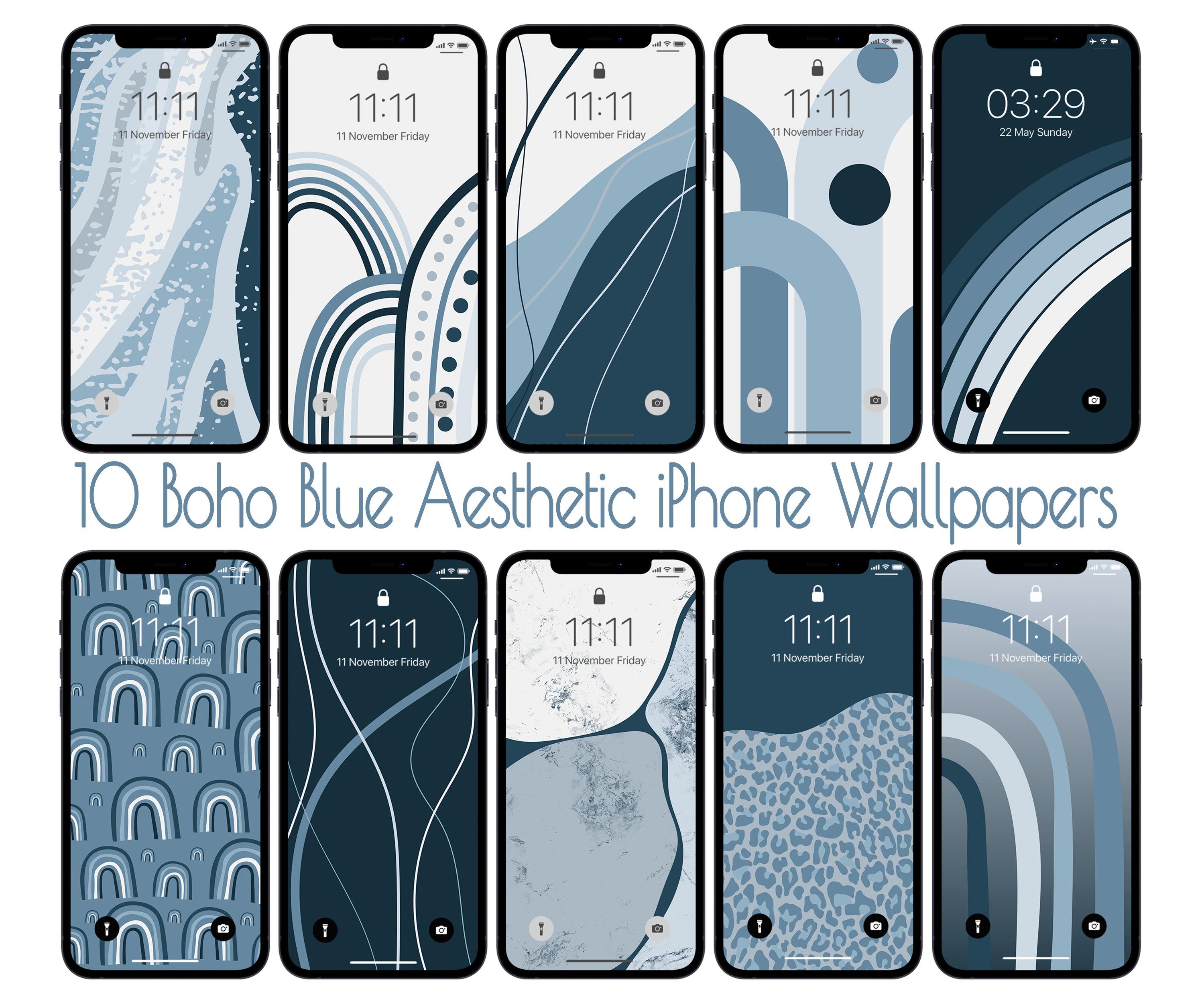 Free download Boho Aesthetic Blue Iphone Wallpaper Abstract Modern ...