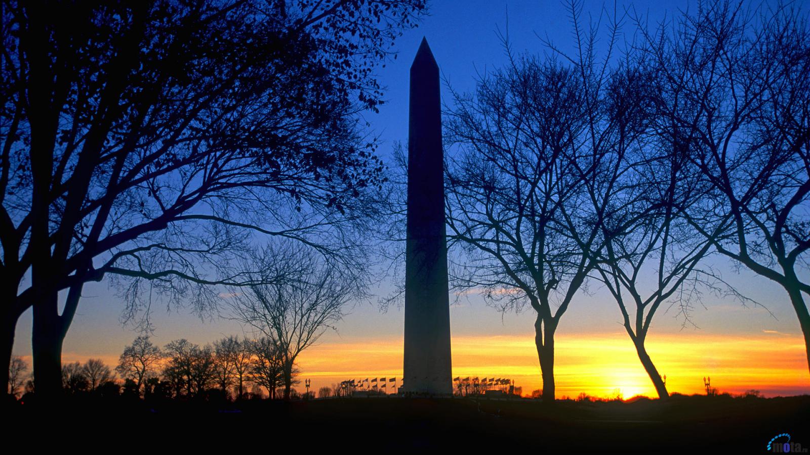 Desktop wallpapers Blue Sky Sunset Washington Monument Washington DC