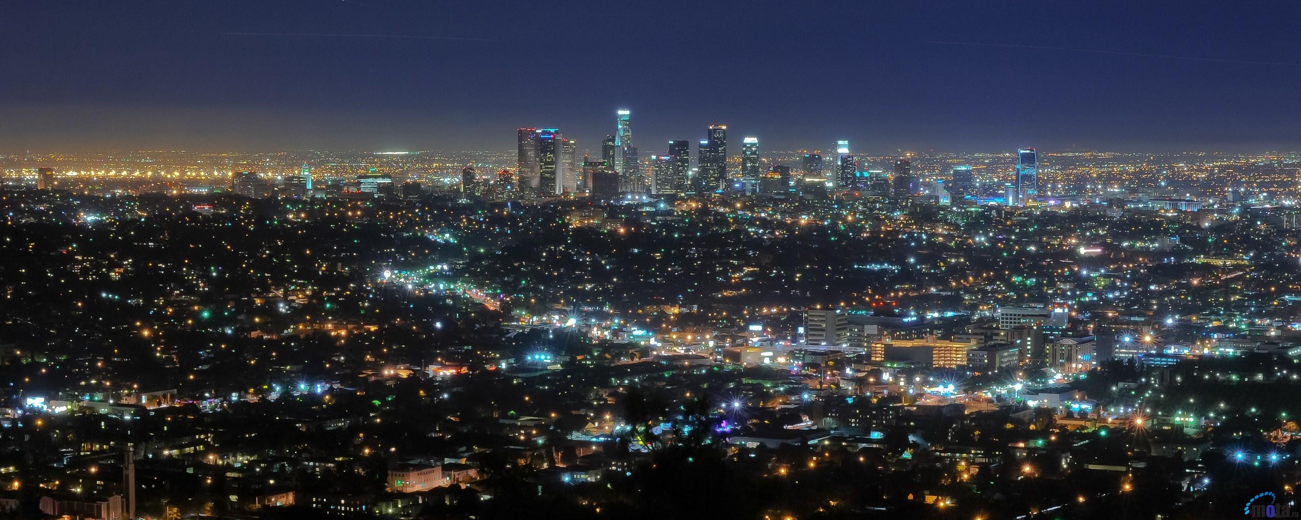 Wallpaper Los Angeles By Night X Dual Monitor
