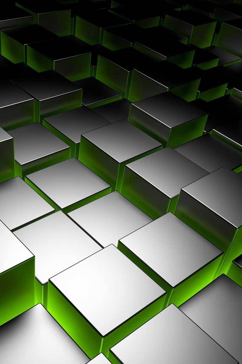 Abstract Black And Green Square Wall 3d HD Mobile Wallpaper