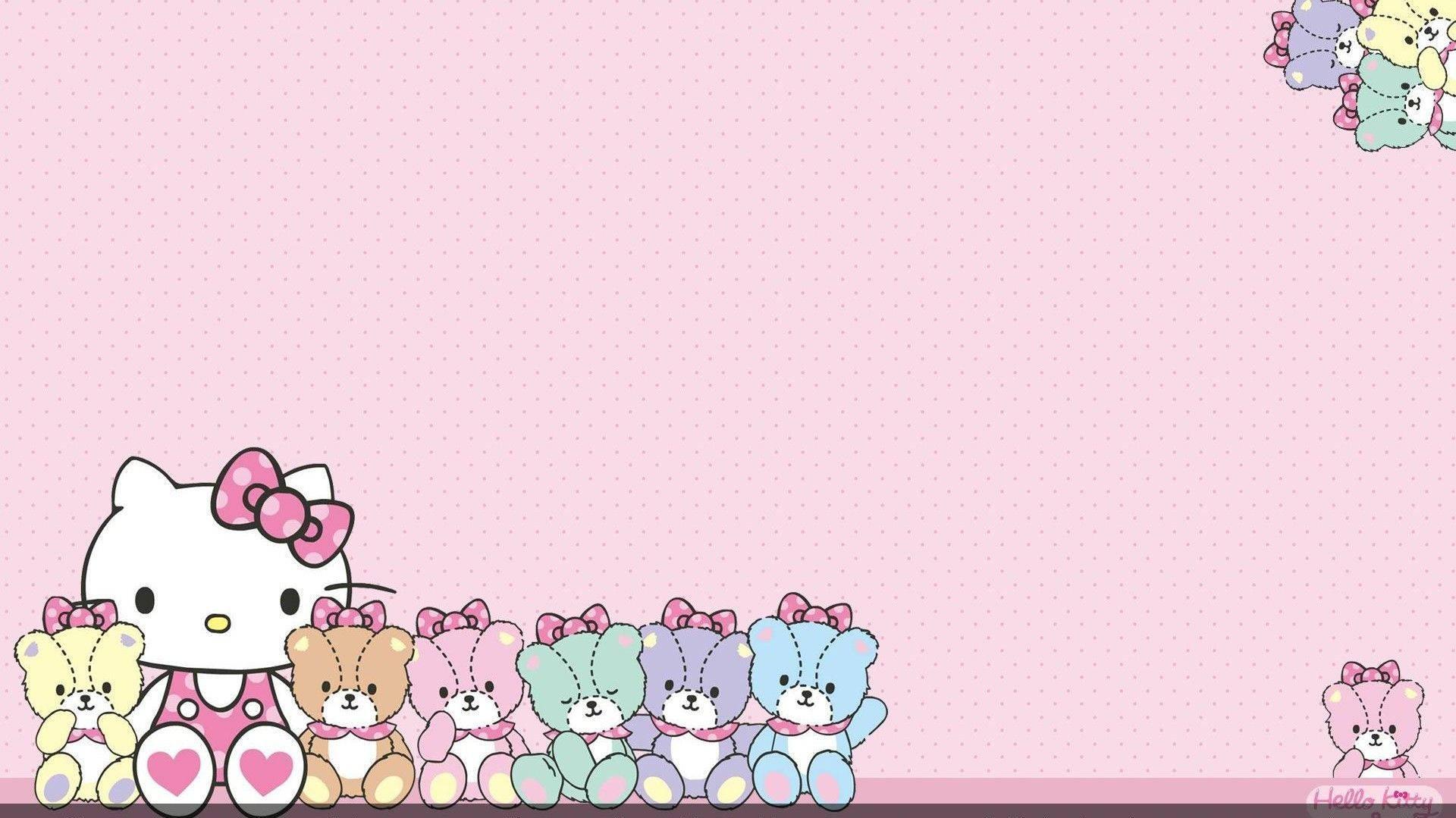 Hello Kitty Desktop With Teddy Bears Wallpaper
