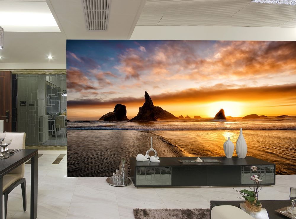 Sea Sunset Photo Wallpaper Bandon Beach Mural Relaxing Bedroom
