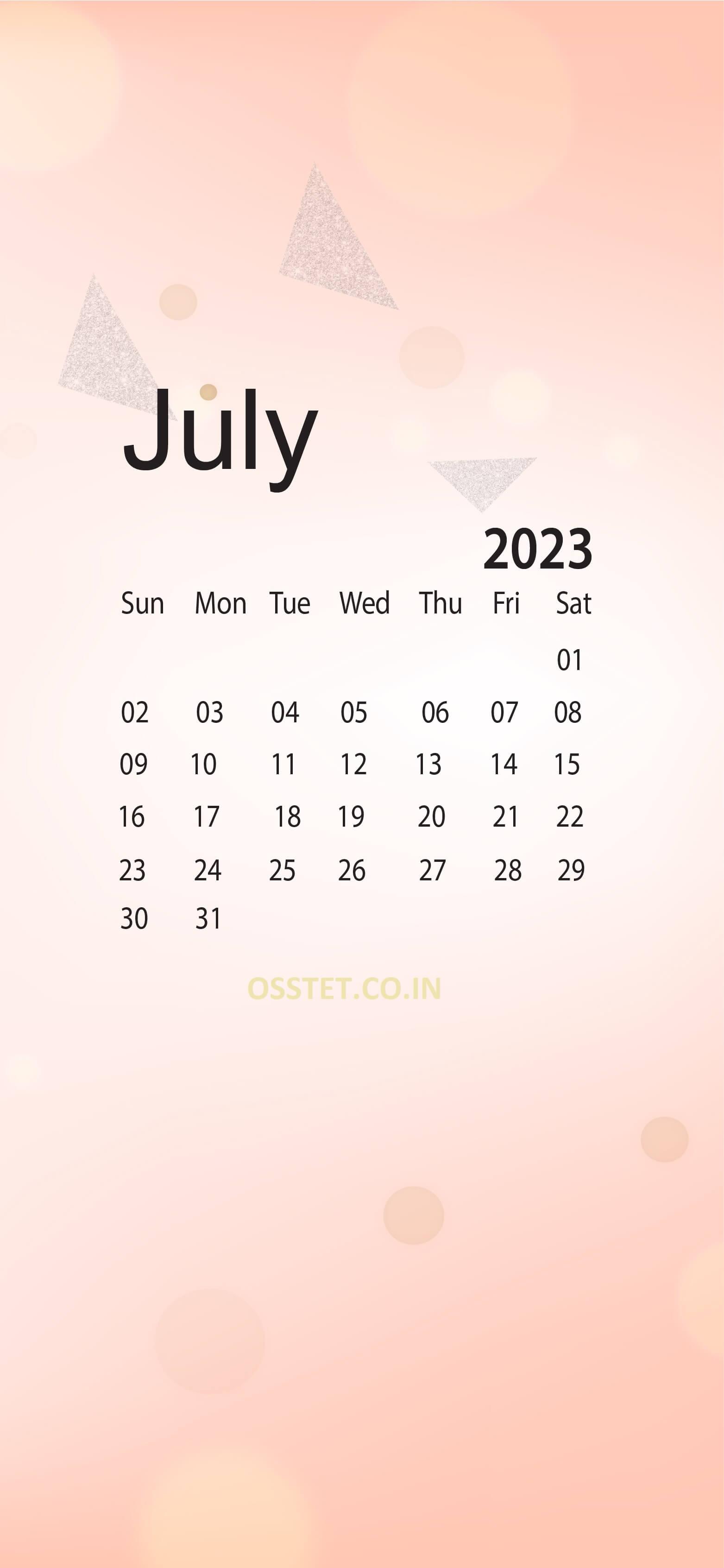 July Desktop Calendar Wallpaper