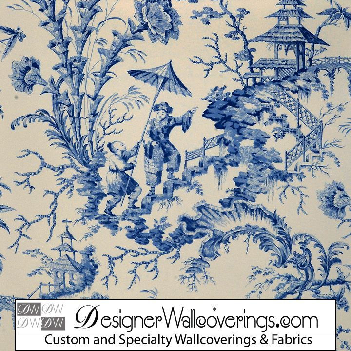 Asian Pagoda Toile Wallpaper [PAL 42048] Designer Wallcoverings