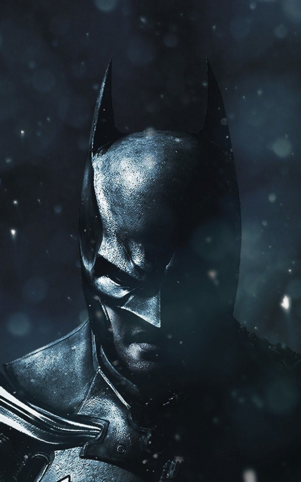 Black Batman Falling Snow Android Wallpaper