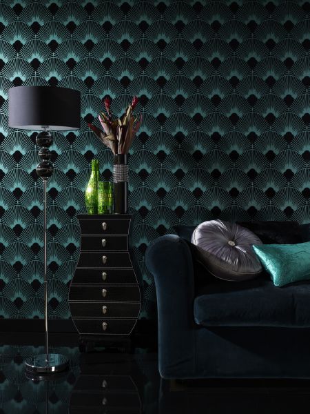 Nono Deco Fabulous Wallpaper In Emerald Laurito Flock