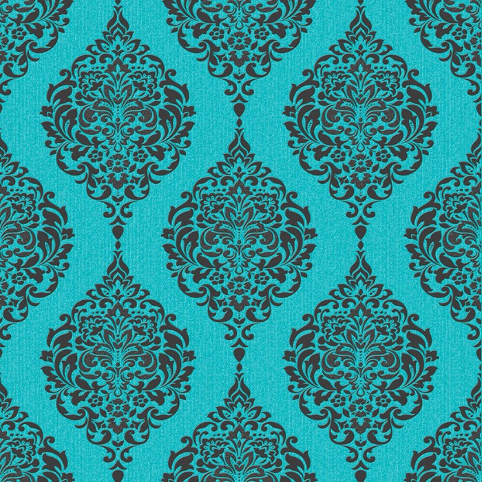 Damask Textured Wallpaper Turquoise Cut Price