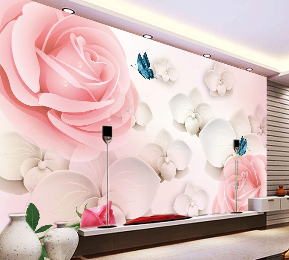 Amazon Murwall Floral Wallpaper White Orchid Wall Mural Pink