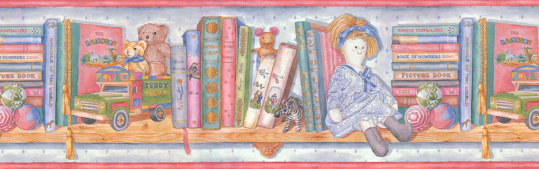 About Kids Laura Ashley Book Shelf Double Wallpaper Border Mx8191b