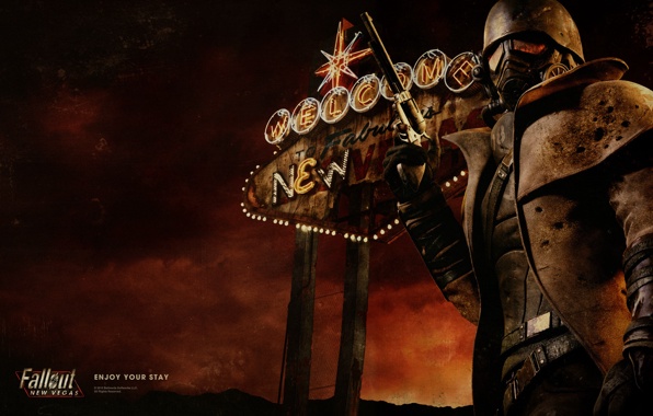 Fallout New Vegas Soldiers Gun Neon Lights Wallpaper