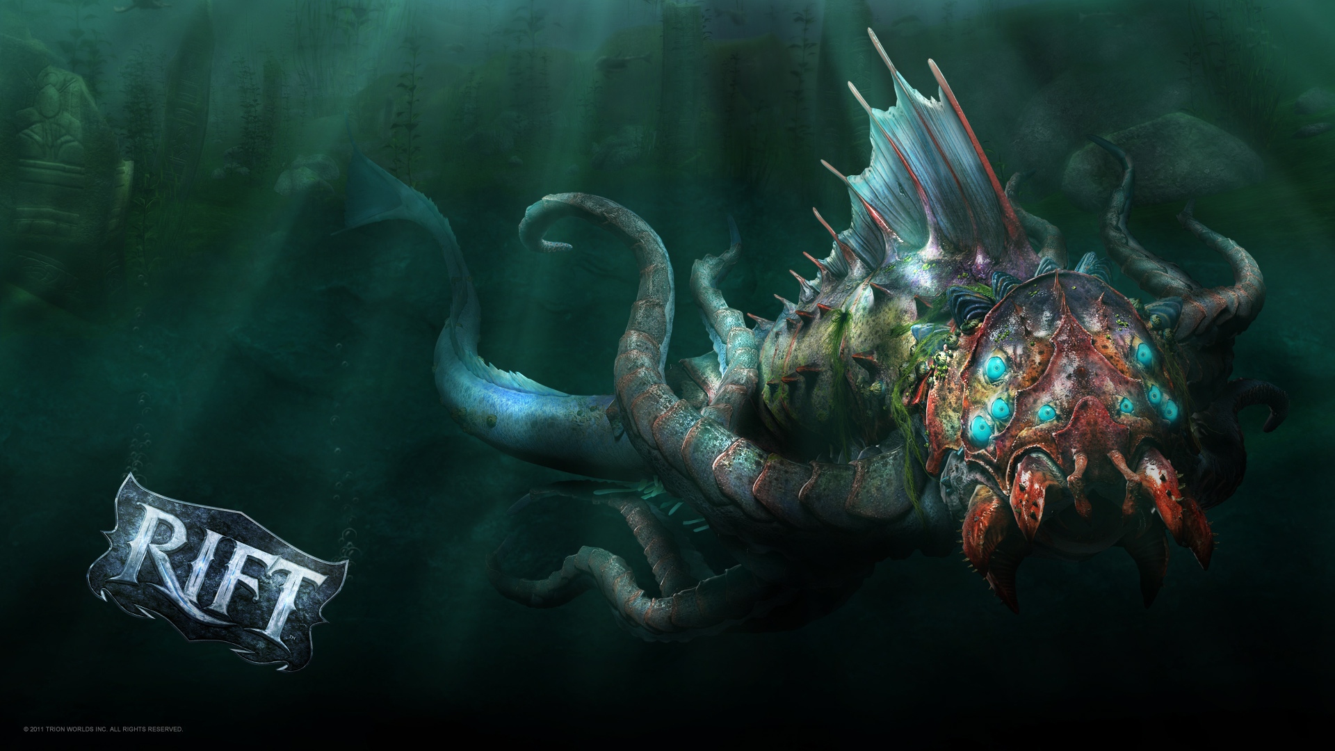 Wallpaper Rift Monster Underwater Light Full HD