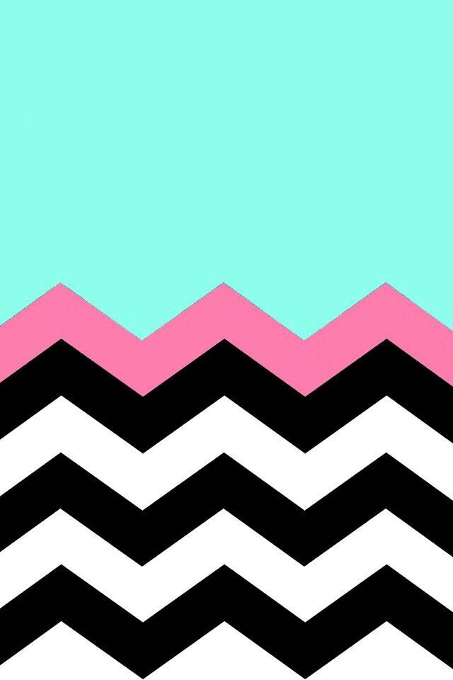 Teal And Pink Chevron Background Black