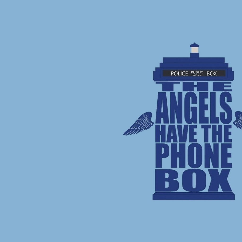 Typography Doctor Who Weeping Angel Phone Booth Wallpaper