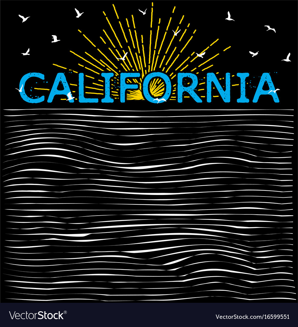California summer beach background in retro style Vector Image