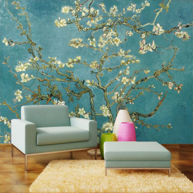Almond Large Mural The Bedroom Sofa European Tv Backdrop Wallpaper