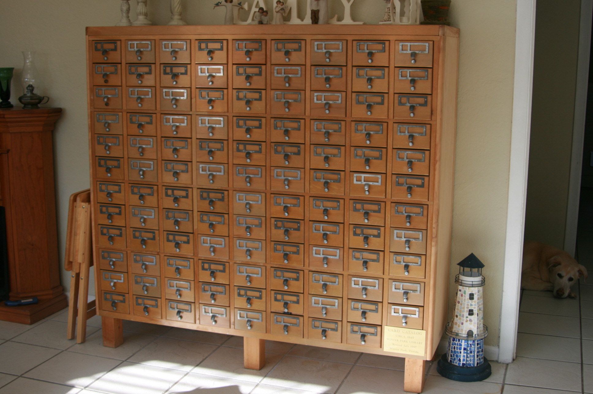 Vintage Library Card Catalog Cabinet For Sale