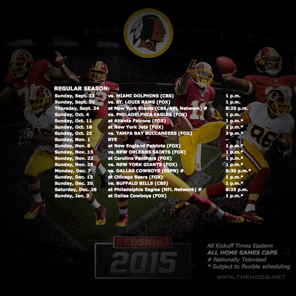 Washington Redskins Schedule Graphic Hog S