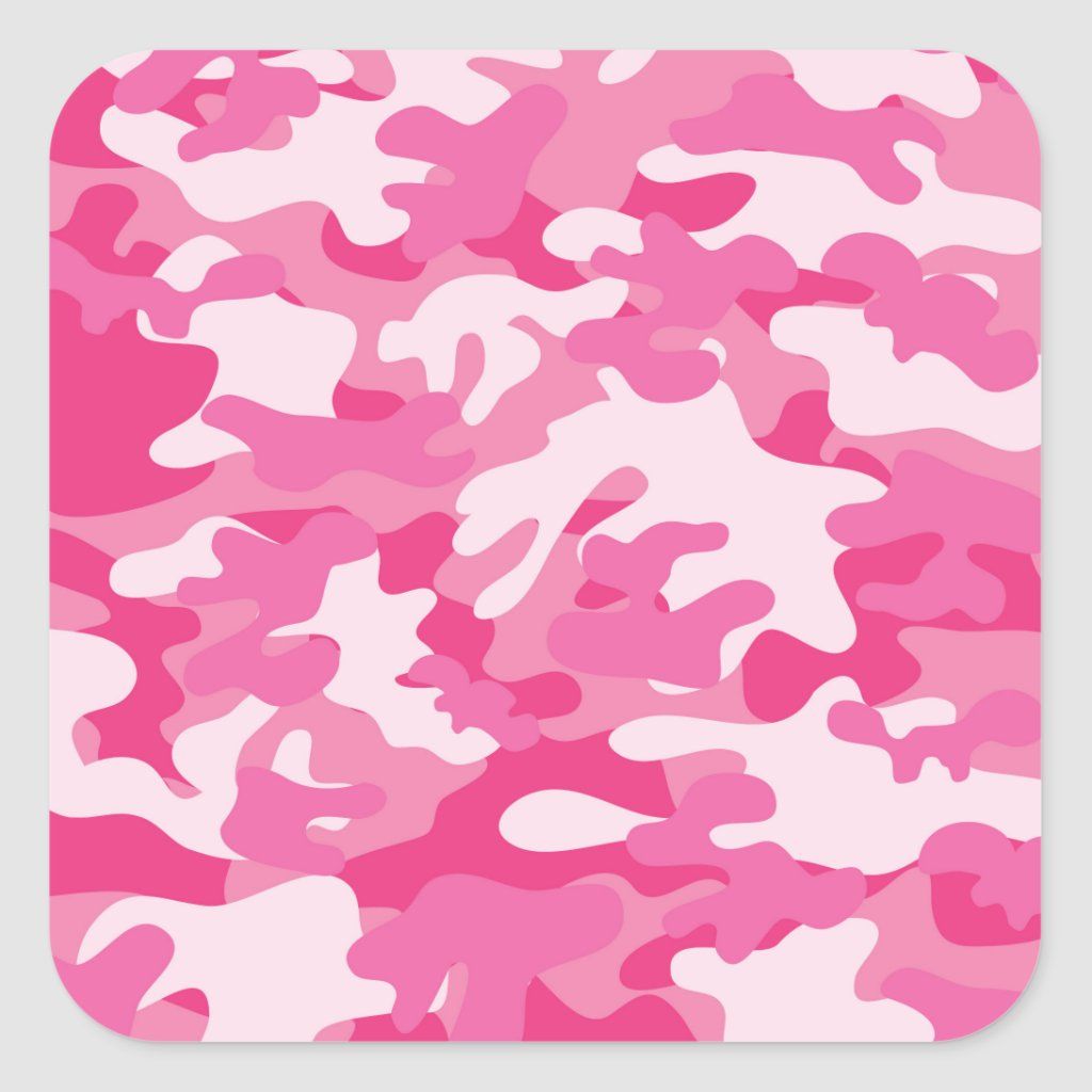 Pink And White Camo Design Square Sticker