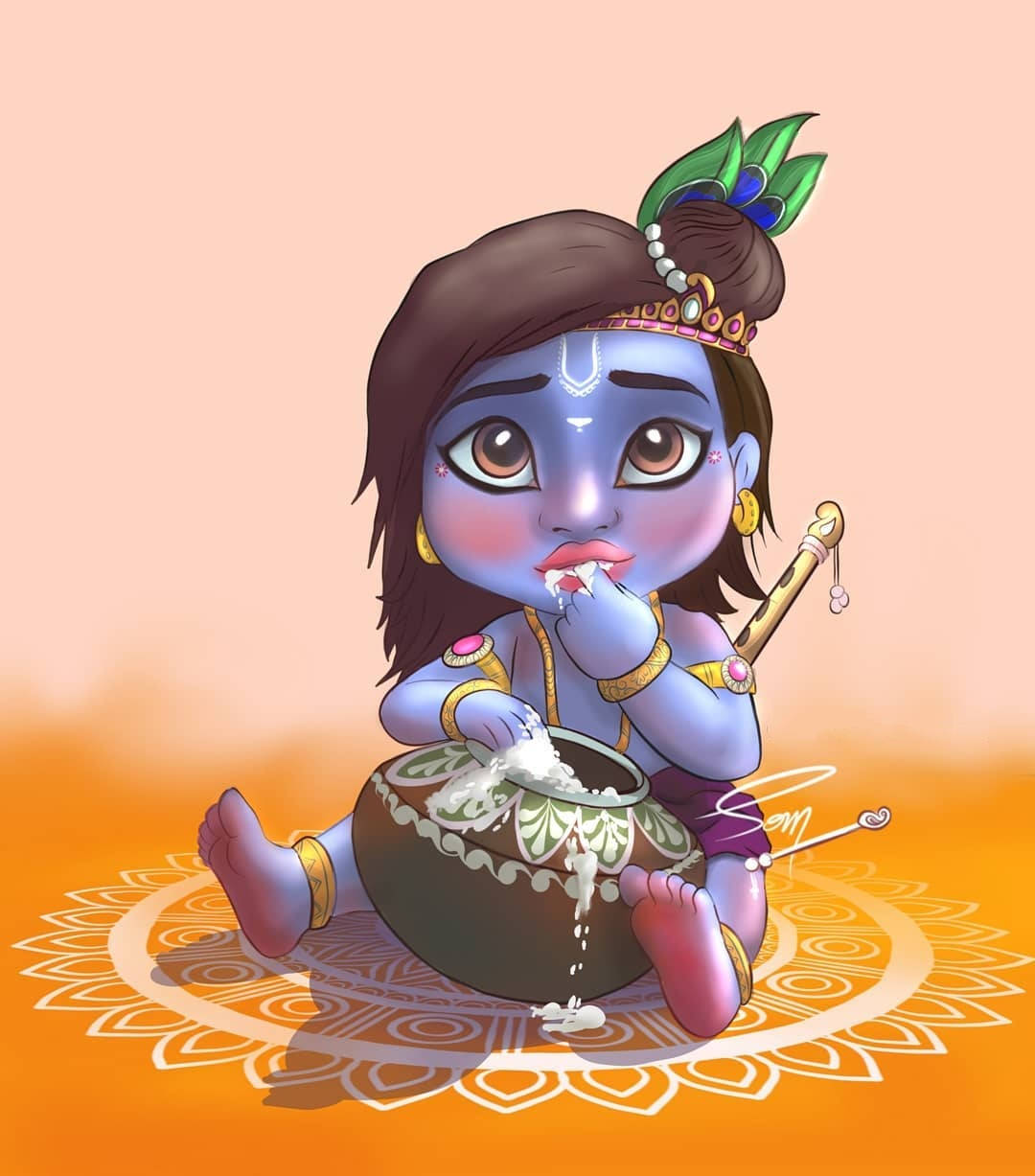 Cartoon Krishna Wallpaper