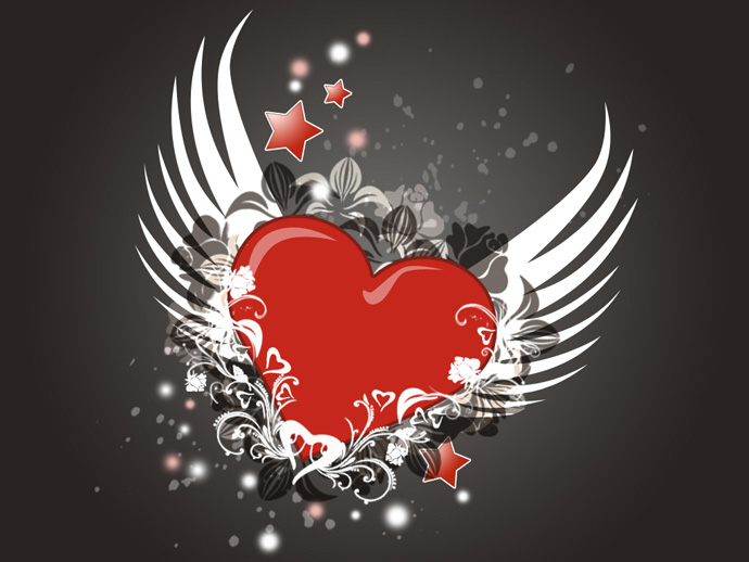 vector Valentines heart with additional effects and textures