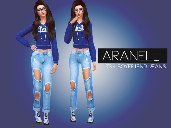 Ripped Boyfriend Jeans By Aranel At Tsr Image Sims Updates