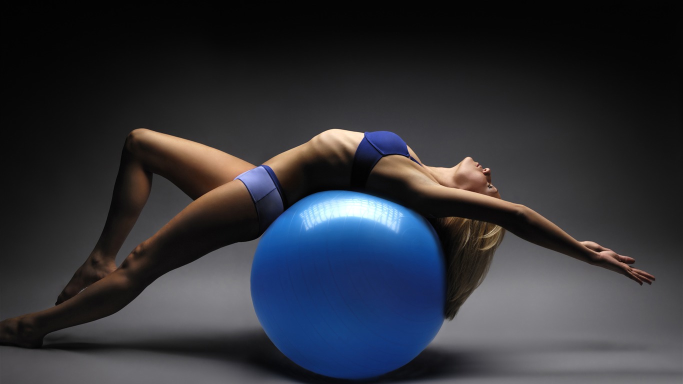 Girl Training On Gym Ball Fitness Photo Wallpaper Pre