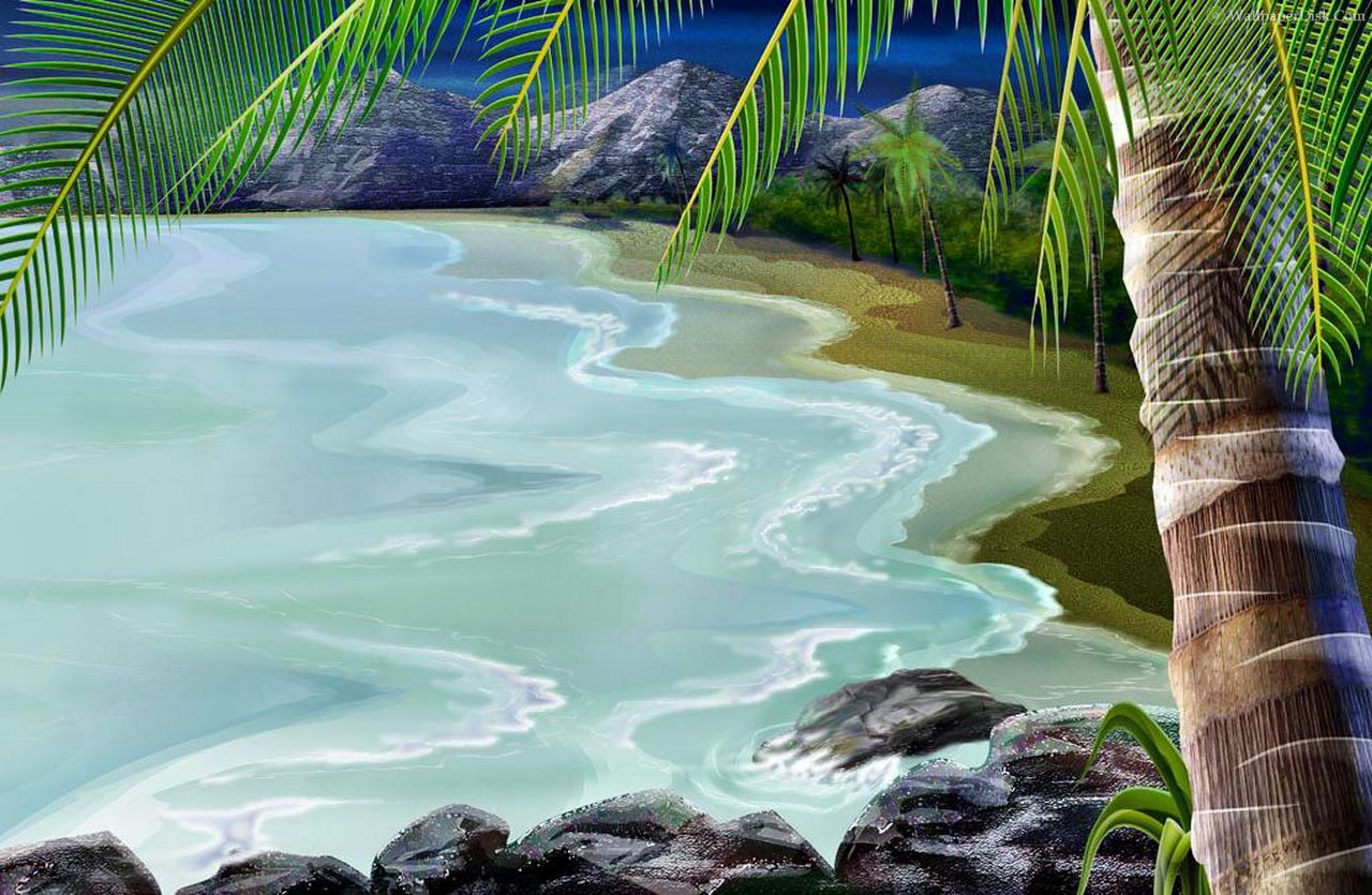 Best Beach Painting Desktop Wallpaper Background Collection
