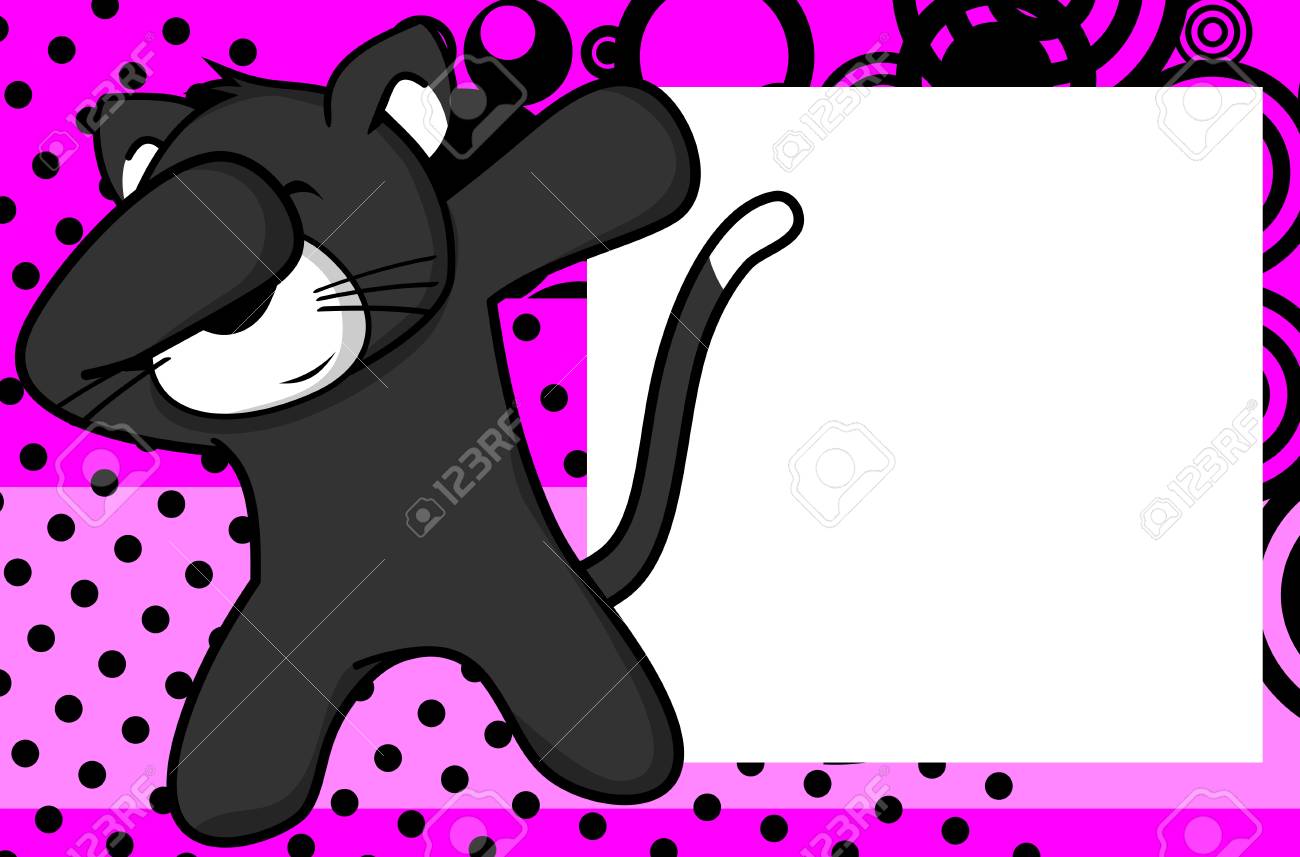 Dab Dabbing Pose Cat Kid Cartoon Picture Frame Background In
