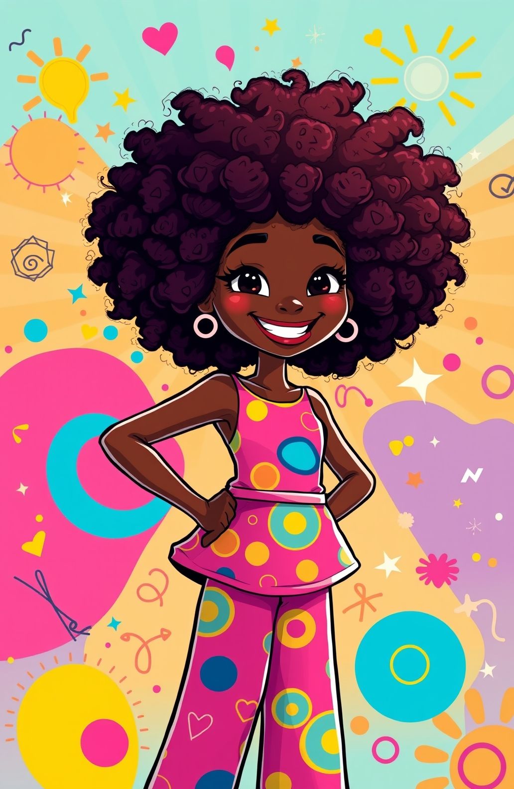 Pretty Black Girl Cartoon Wallpaper