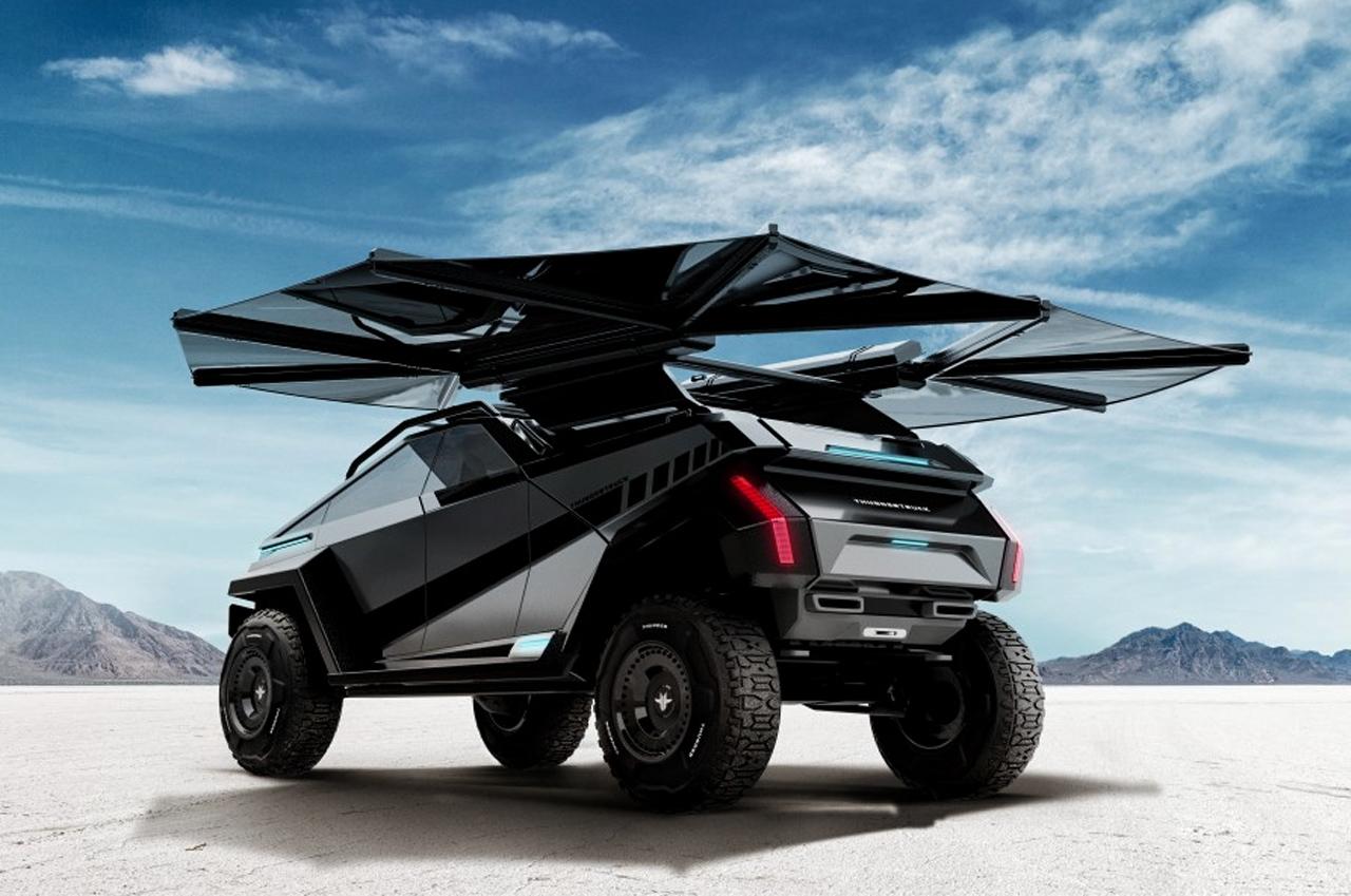 Move Over Cybertruck Thundertruck With Bat Wing Solar Awnings Is