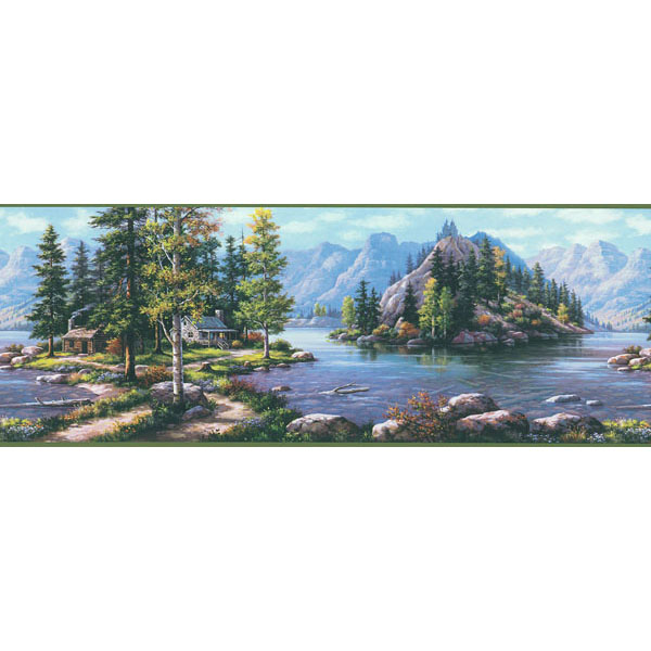 418B87725 Mountain Lake Border   Michigan   Brewster Wallpaper