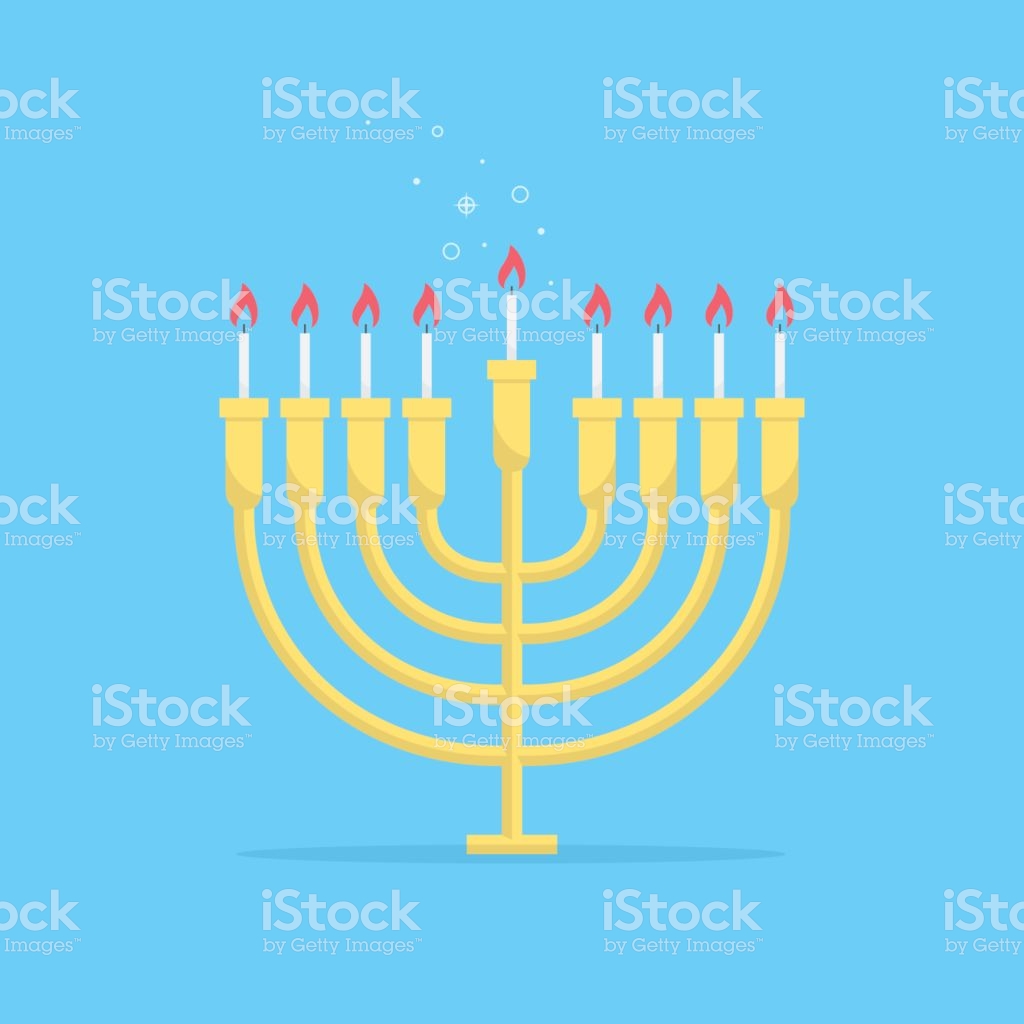 Free download Golden Chanukah Menorah With All Candles Lit On Blue ...