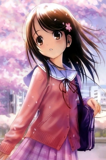 School Anime Girl iPhone HD Wallpaper